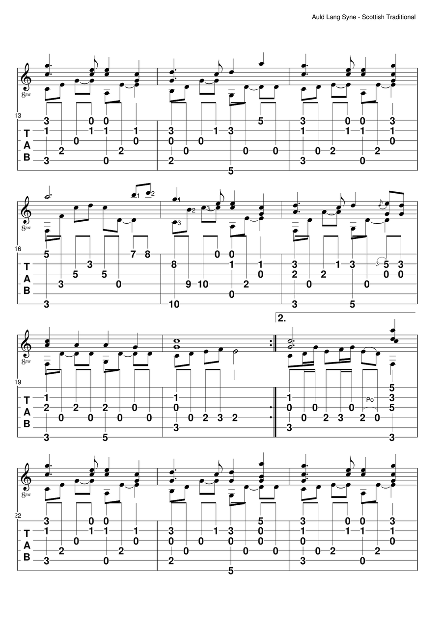 Auld Lang Syne Auld Lang Syne Acoustic Guitar scores gallery preview page 2