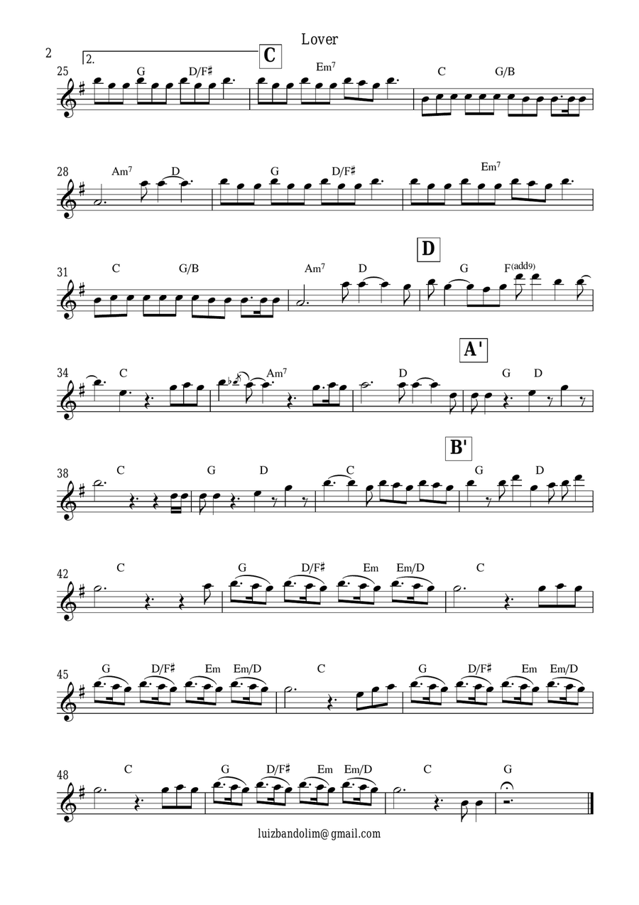 Lover Lover Piano scores gallery preview page 2