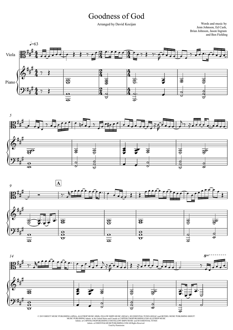 Goodness Of God Goodness Of God Viola scores gallery preview page 1