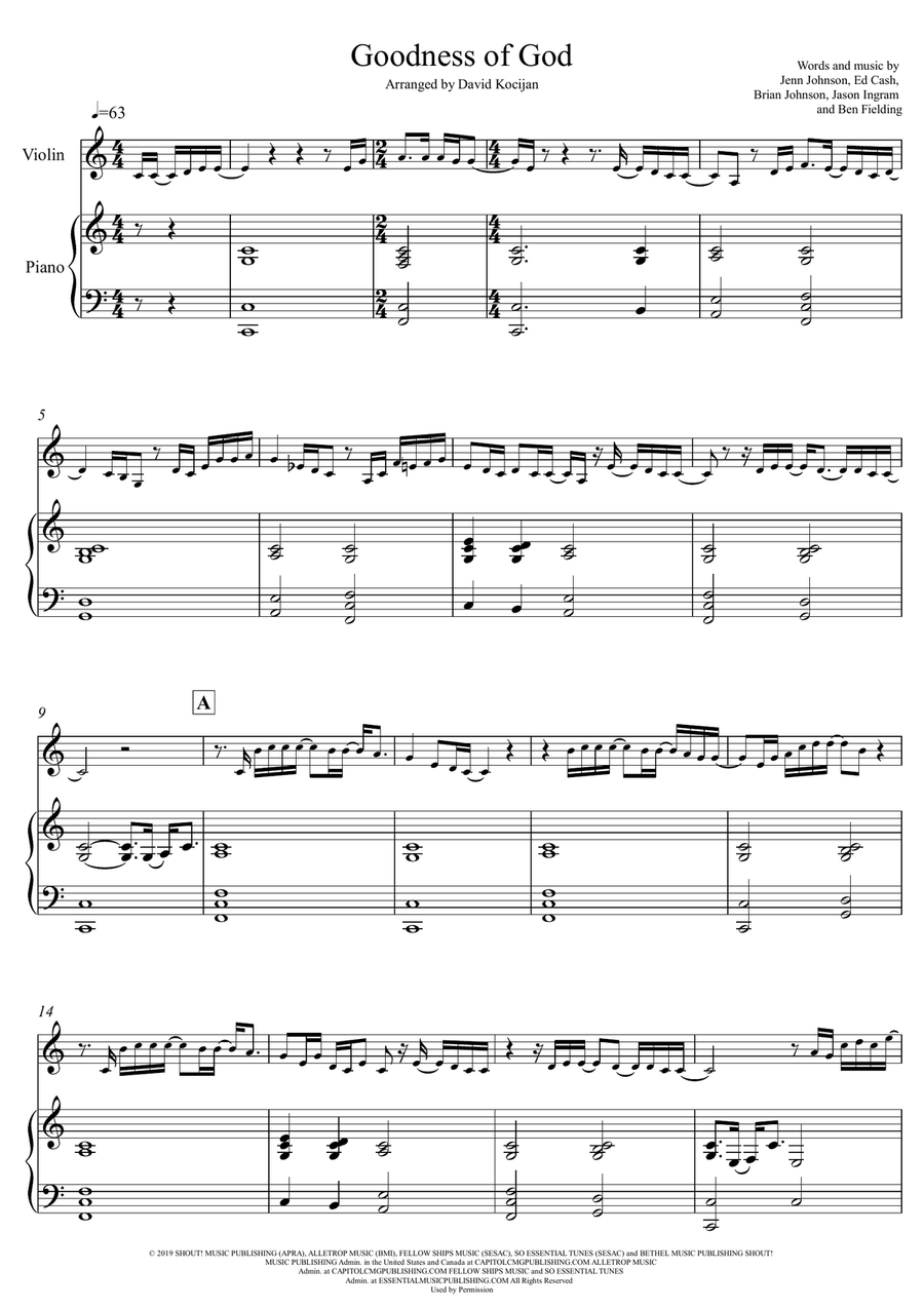 Goodness Of God Goodness Of God Violin Solo scores gallery preview page 1