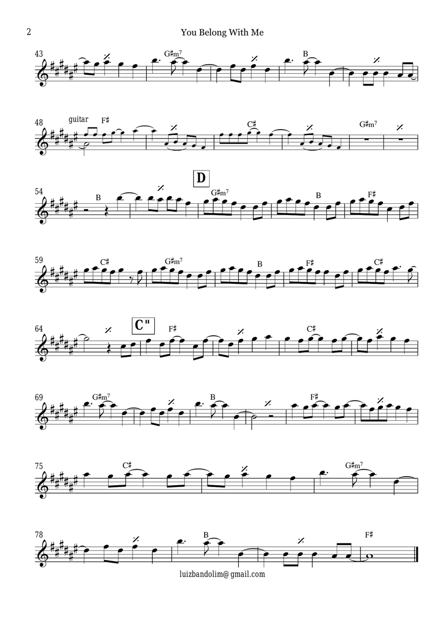 You Belong With Me You Belong With Me Piano scores gallery preview page 2