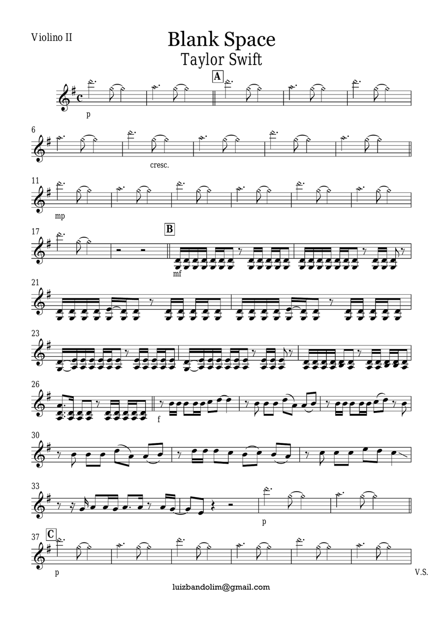 Blank Space Blank Space String Quartet scores gallery preview page 3