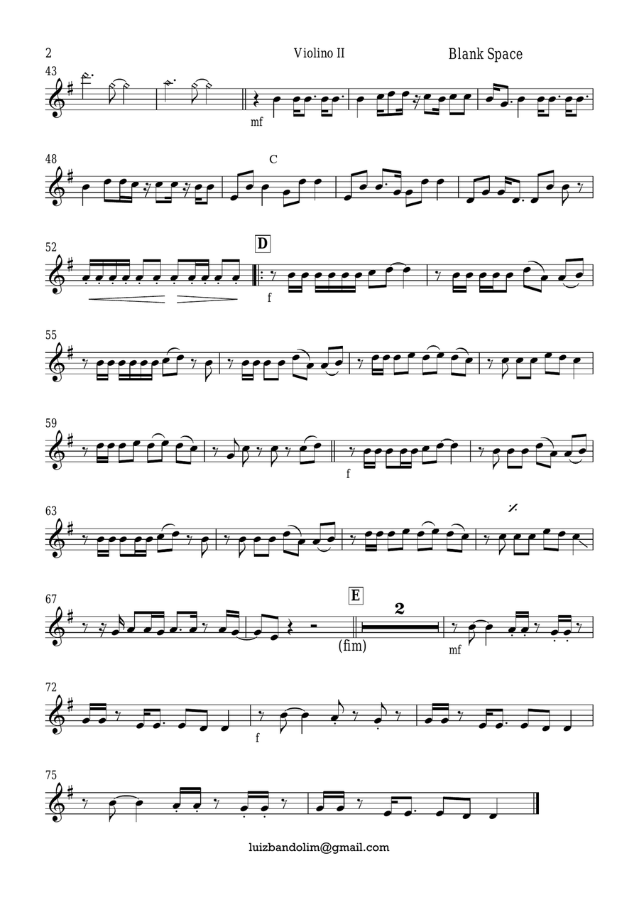 Blank Space Blank Space String Quartet scores gallery preview page 4