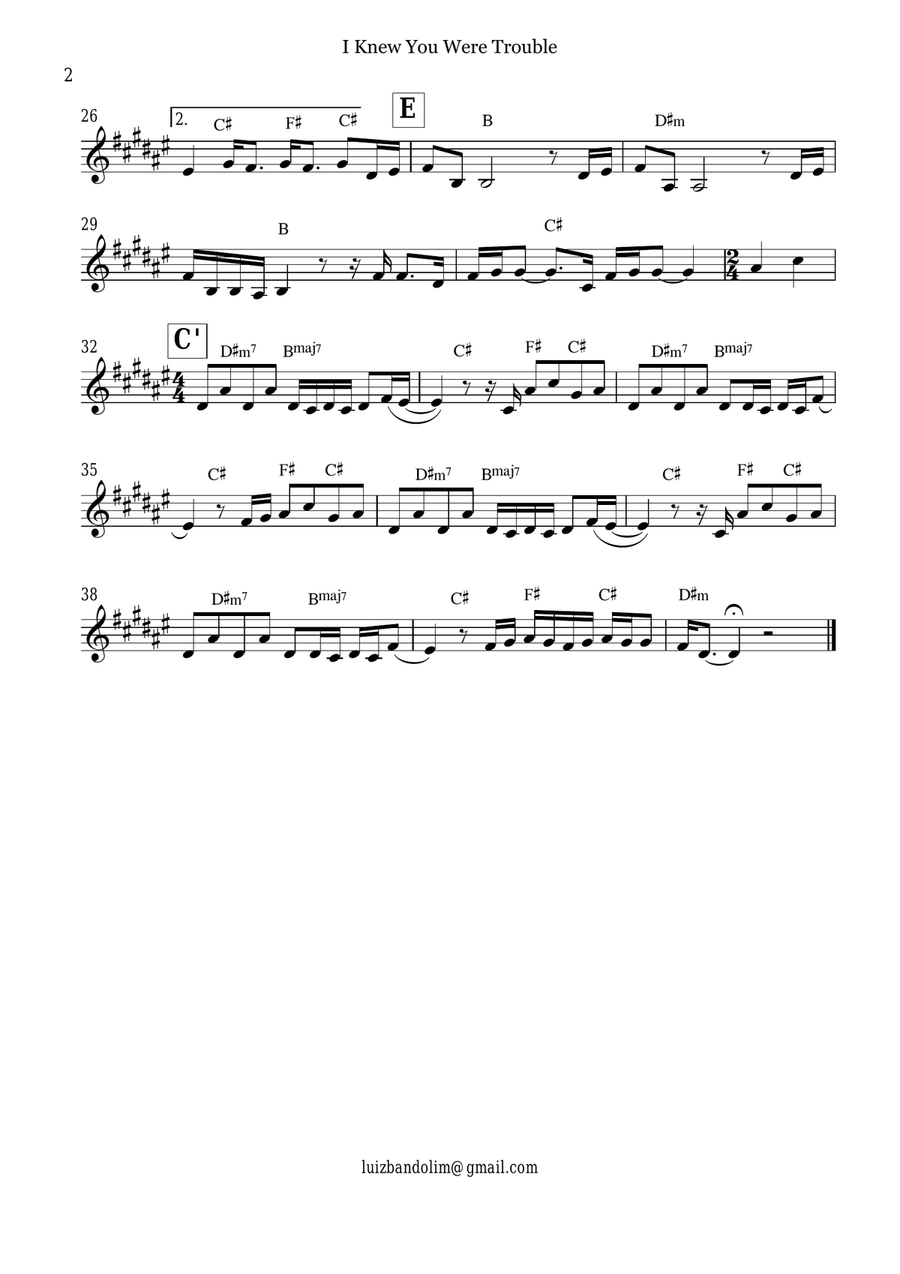 I Knew You Were Trouble I Knew You Were Trouble Piano scores gallery preview page 2