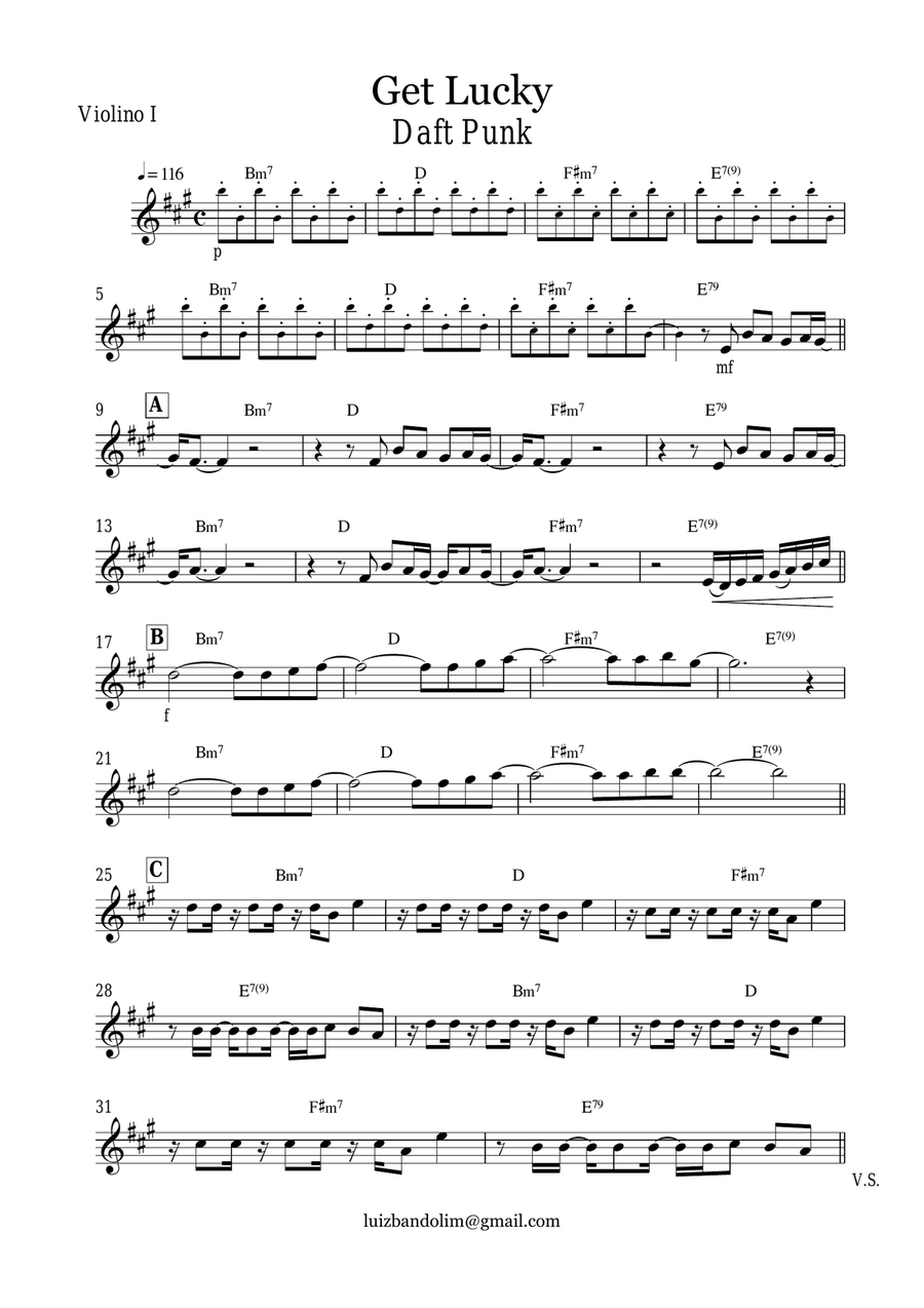 Get Lucky Get Lucky String Quartet scores gallery preview page 1