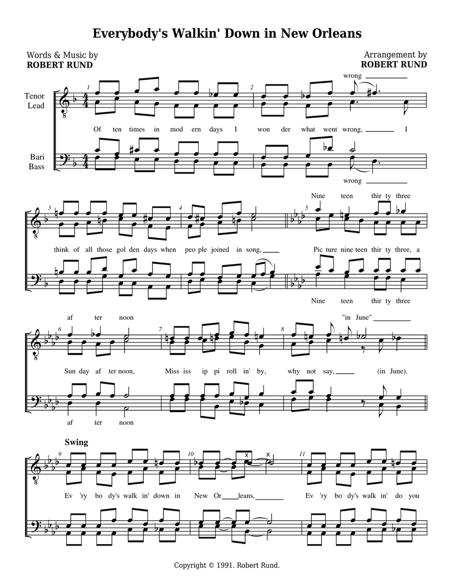 Medley: Do You Know What It Means To Miss New Orleans with Basin Street Blues TTBB scores gallery preview page 2