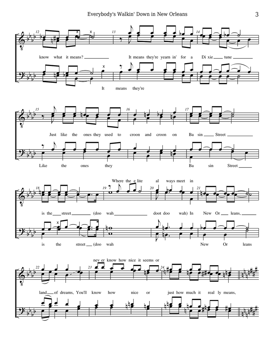 Medley: Do You Know What It Means To Miss New Orleans with Basin Street Blues TTBB scores gallery preview page 3