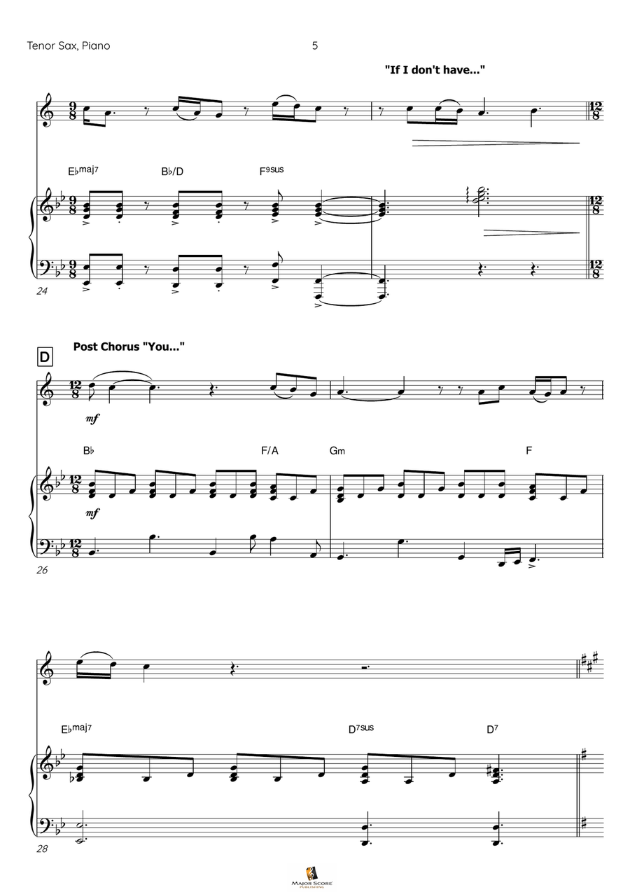 I Have Nothing Tenor Saxophone scores gallery preview page 6