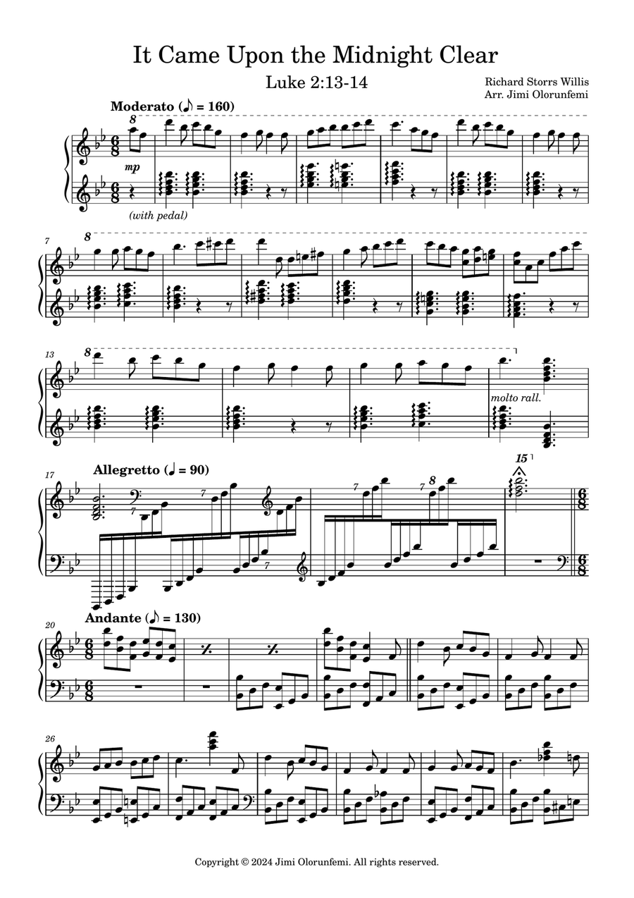 It Came Upon the Midnight Clear Piano Solo scores gallery preview page 1