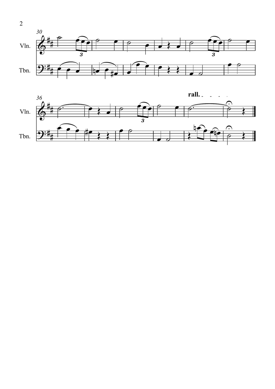 Amazing Grace for Violin and Trombone Duet Trombone scores gallery preview page 2