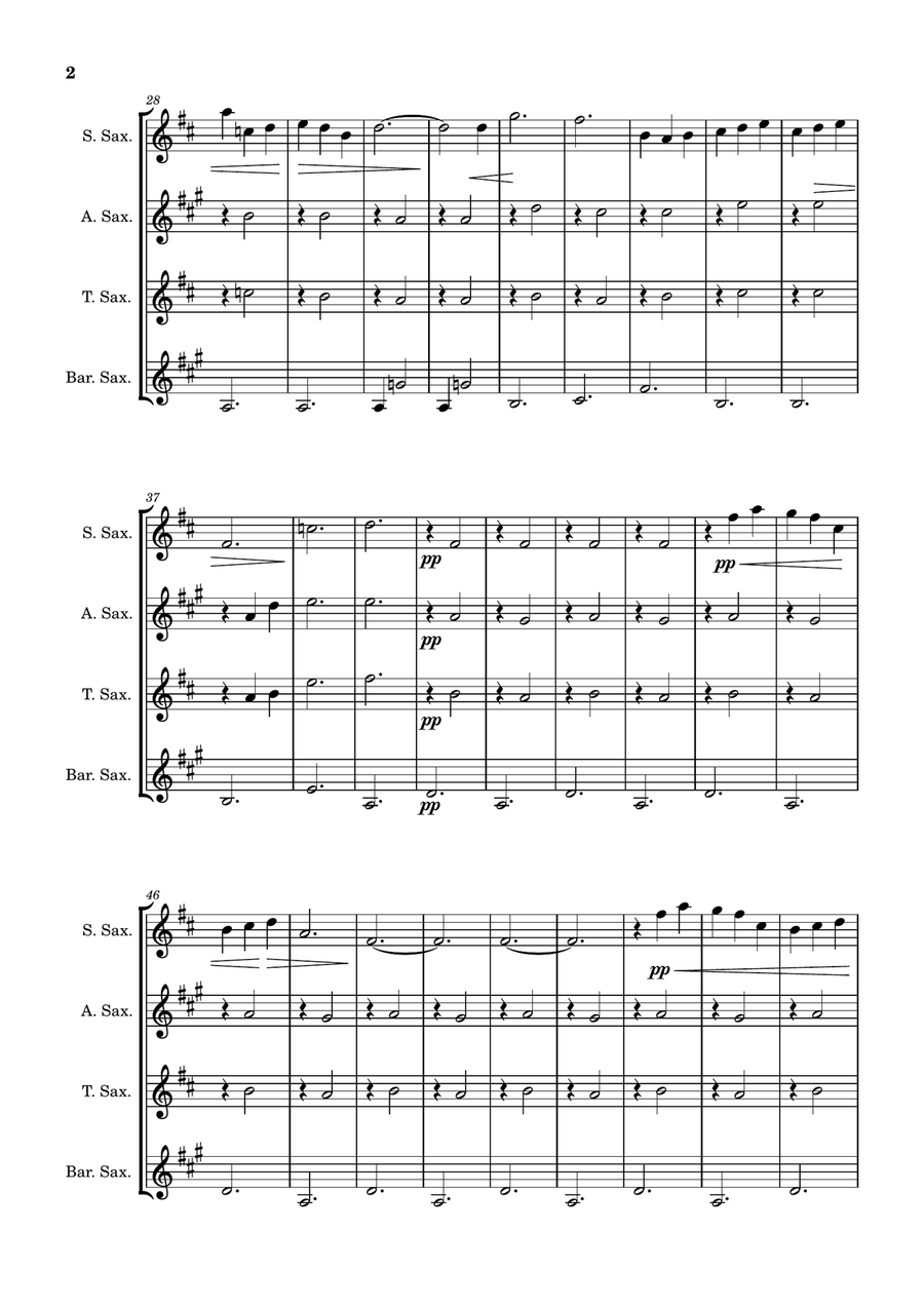 Gymnopédie No. 1 Saxophone Quartet scores gallery preview page 2
