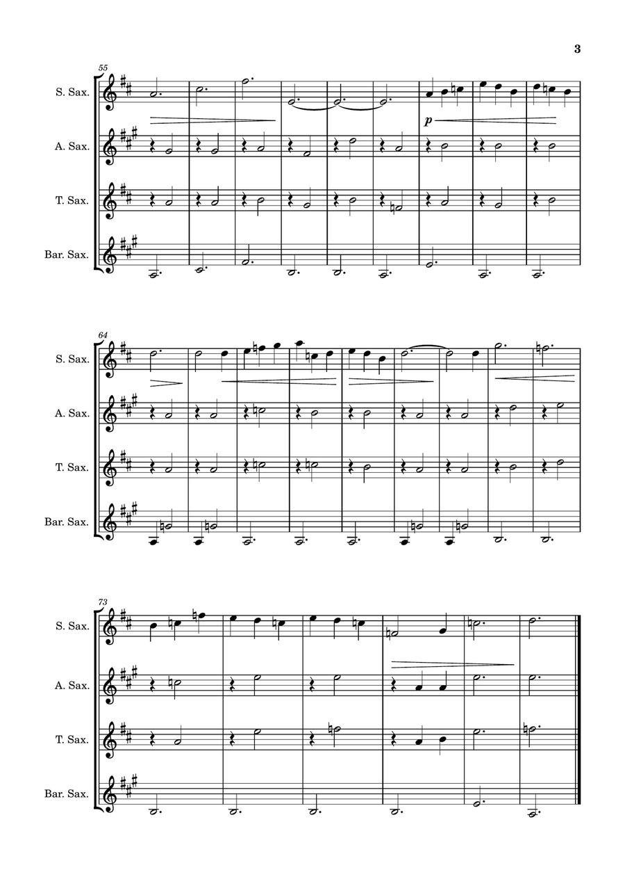 Gymnopédie No. 1 Saxophone Quartet scores gallery preview page 3