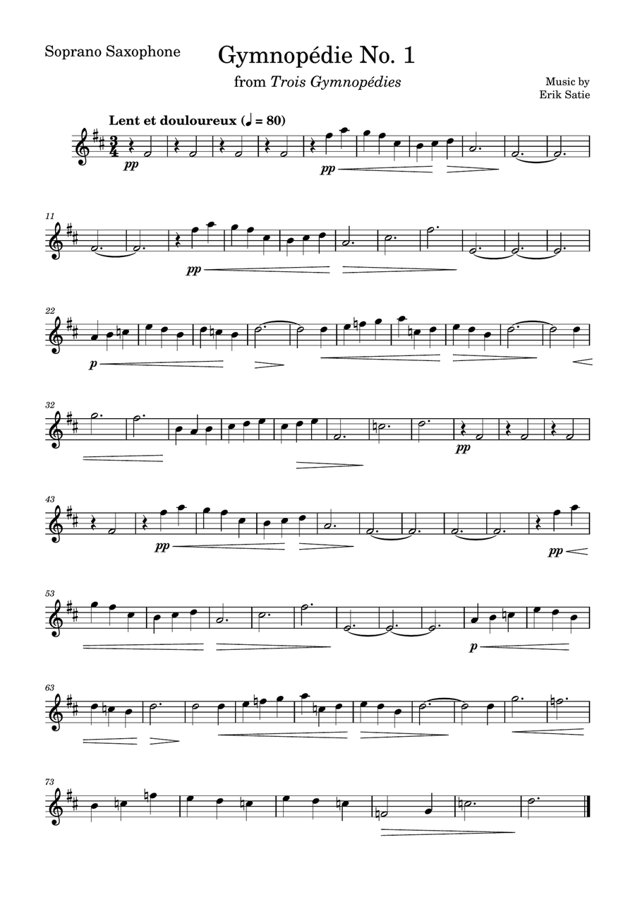 Gymnopédie No. 1 Saxophone Quartet scores gallery preview page 4