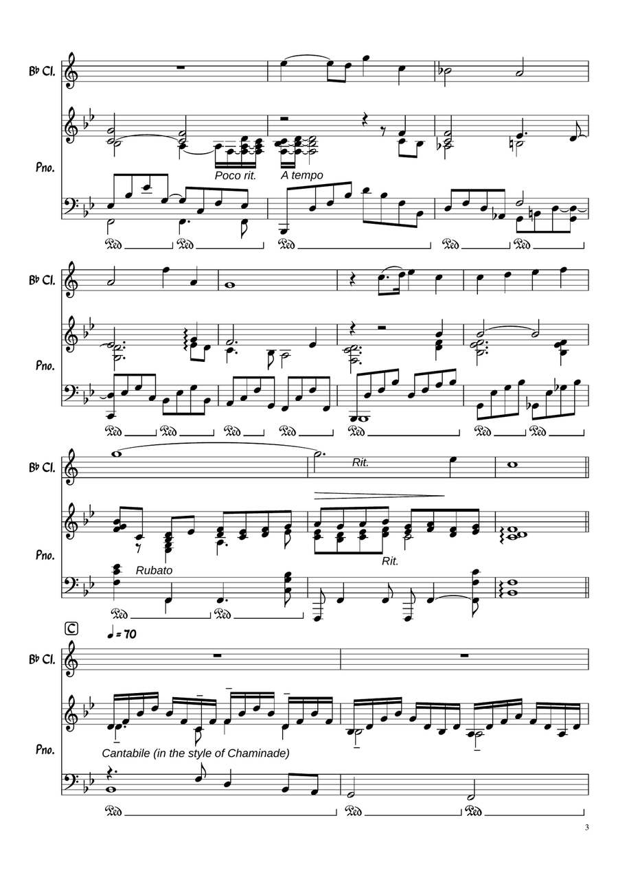 In the bleak midwinter (Darke) for clarinet and piano B-Flat Clarinet scores gallery preview page 3