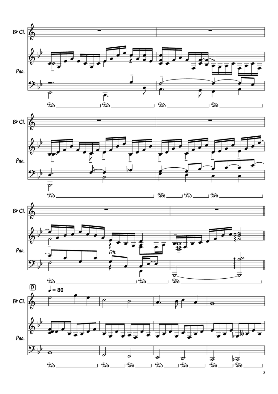 In the bleak midwinter (Darke) for clarinet and piano B-Flat Clarinet scores gallery preview page 5
