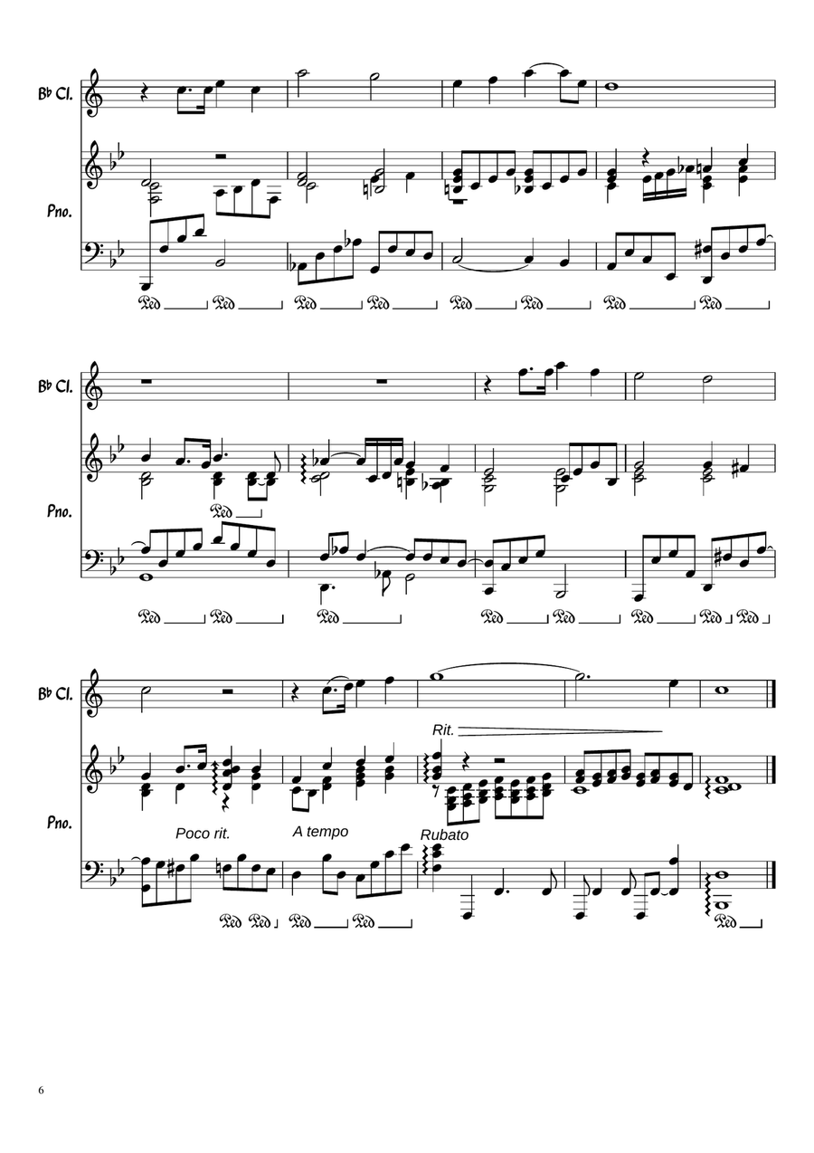 In the bleak midwinter (Darke) for clarinet and piano B-Flat Clarinet scores gallery preview page 6