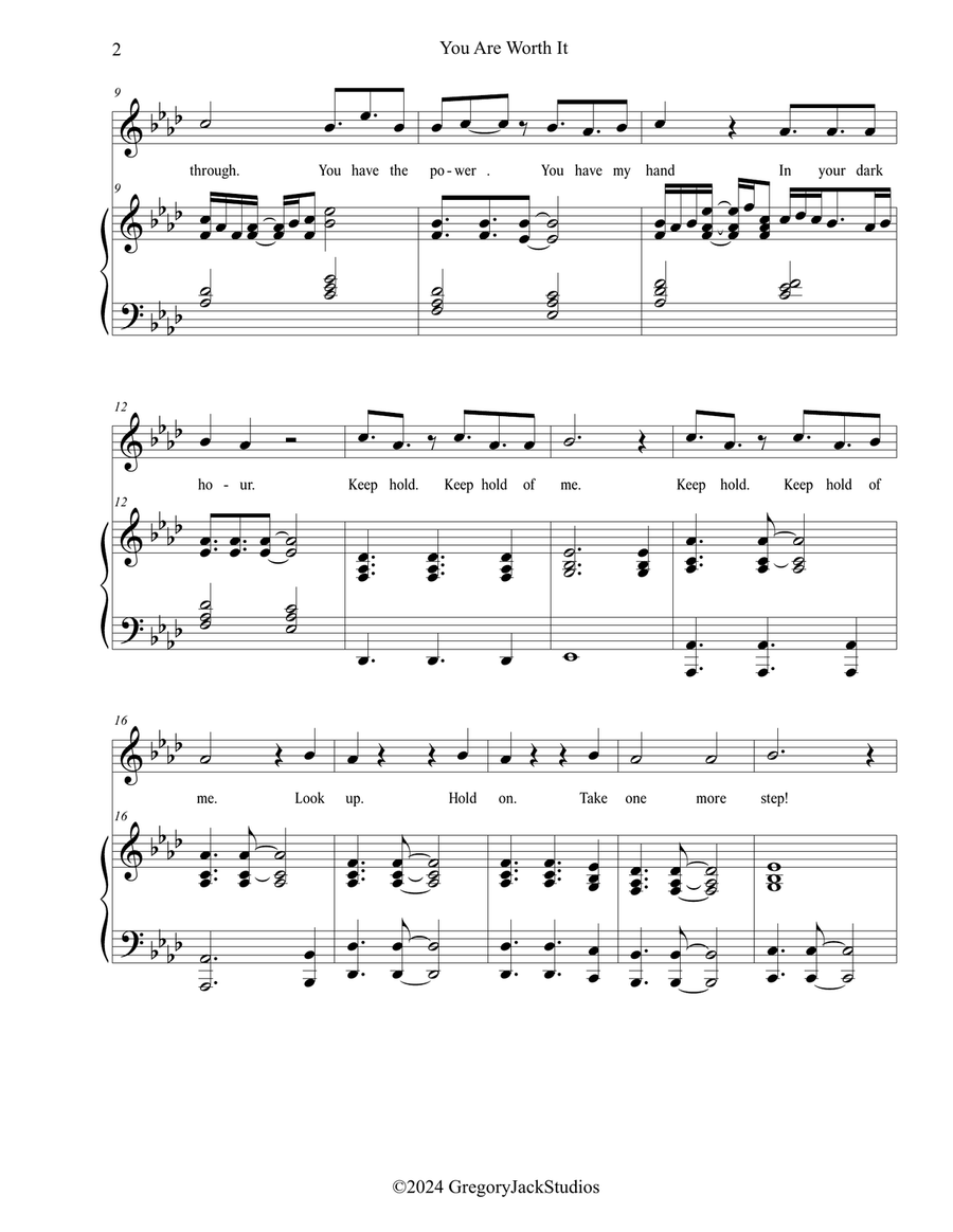 You Are Worth It (Keep Hold of Me) Piano, Vocal scores gallery preview page 2