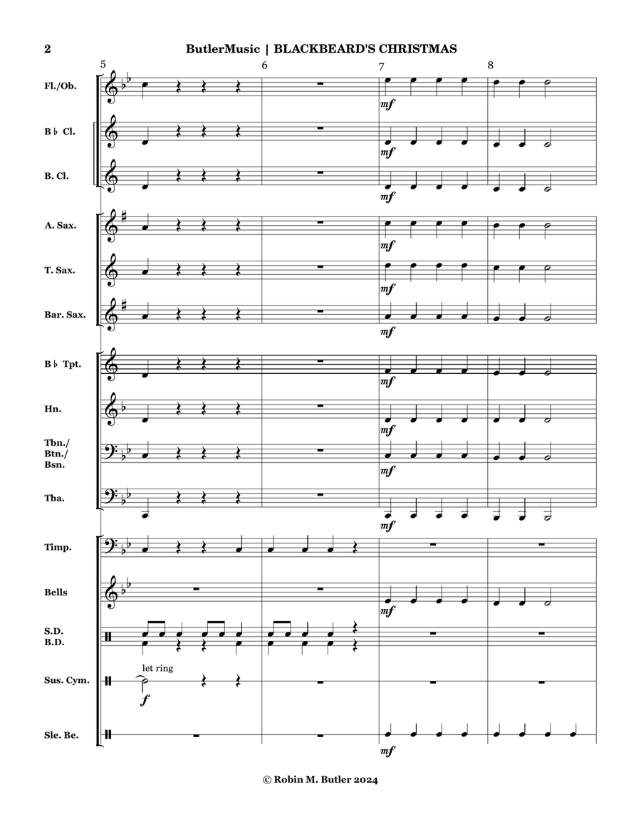 Blackbeard's Christmas - Grade 1/2 Concert Band Concert Band scores gallery preview page 5