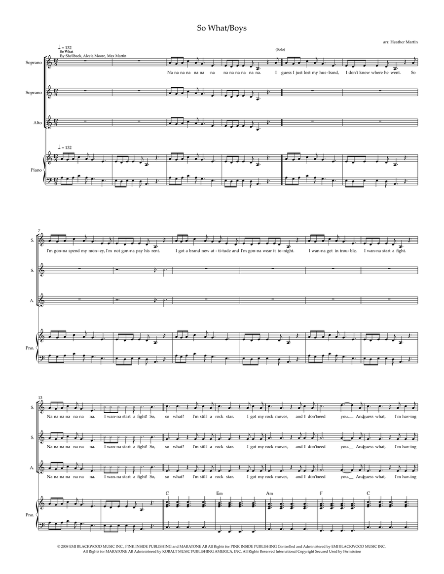 Medley: So What with Boys SSA scores gallery preview page 1