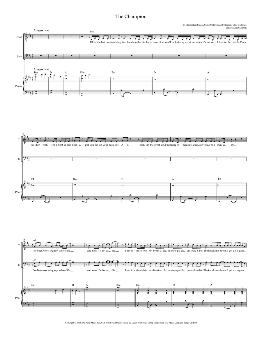 The Champion The Champion 3-Part scores gallery preview page 1