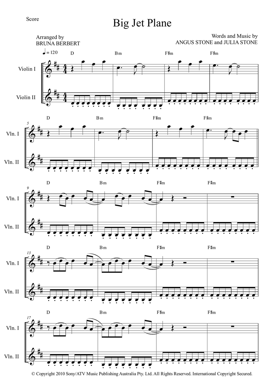 Big Jet Plane Big Jet Plane String Duet scores gallery preview page 1