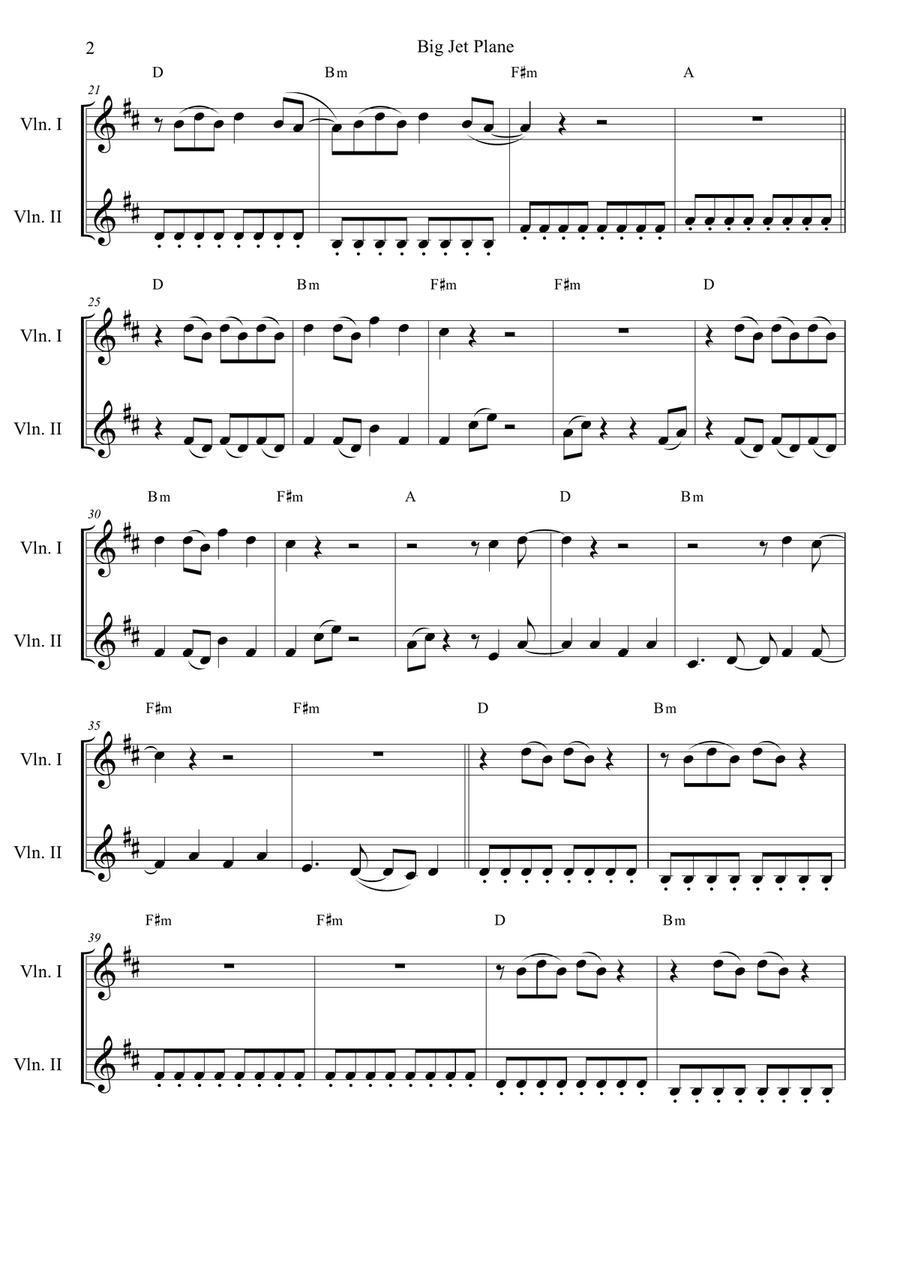 Big Jet Plane Big Jet Plane String Duet scores gallery preview page 2