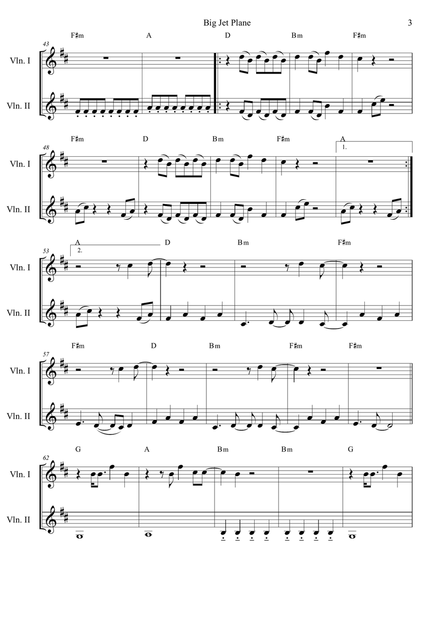 Big Jet Plane Big Jet Plane String Duet scores gallery preview page 3