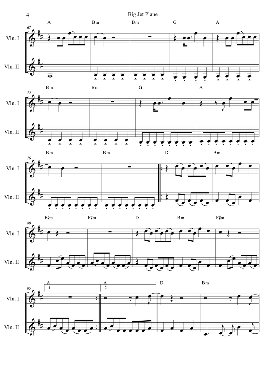 Big Jet Plane Big Jet Plane String Duet scores gallery preview page 4