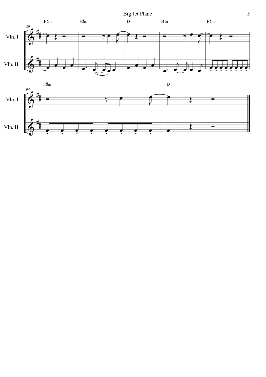 Big Jet Plane Big Jet Plane String Duet scores gallery preview page 5