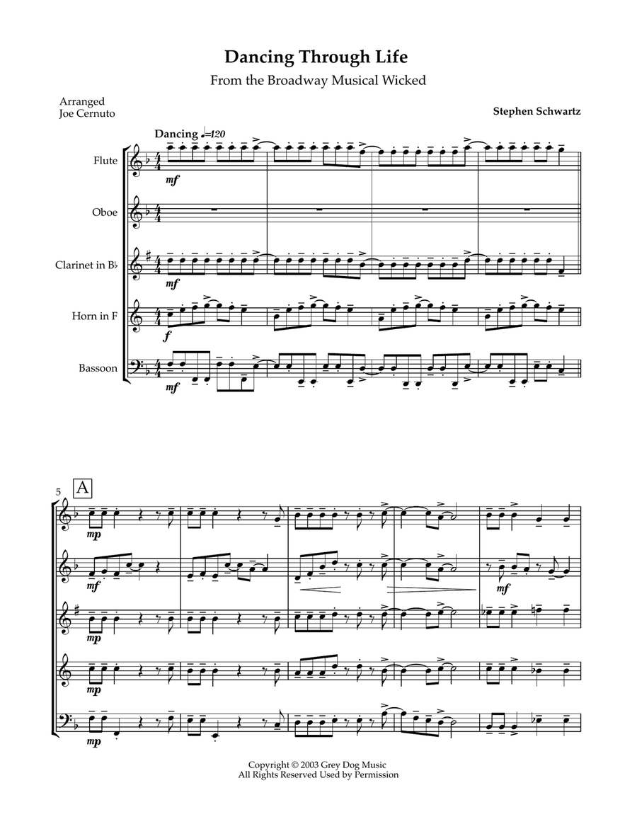 Dancing Through Life Dancing Through Life Woodwind Quintet scores gallery preview page 1