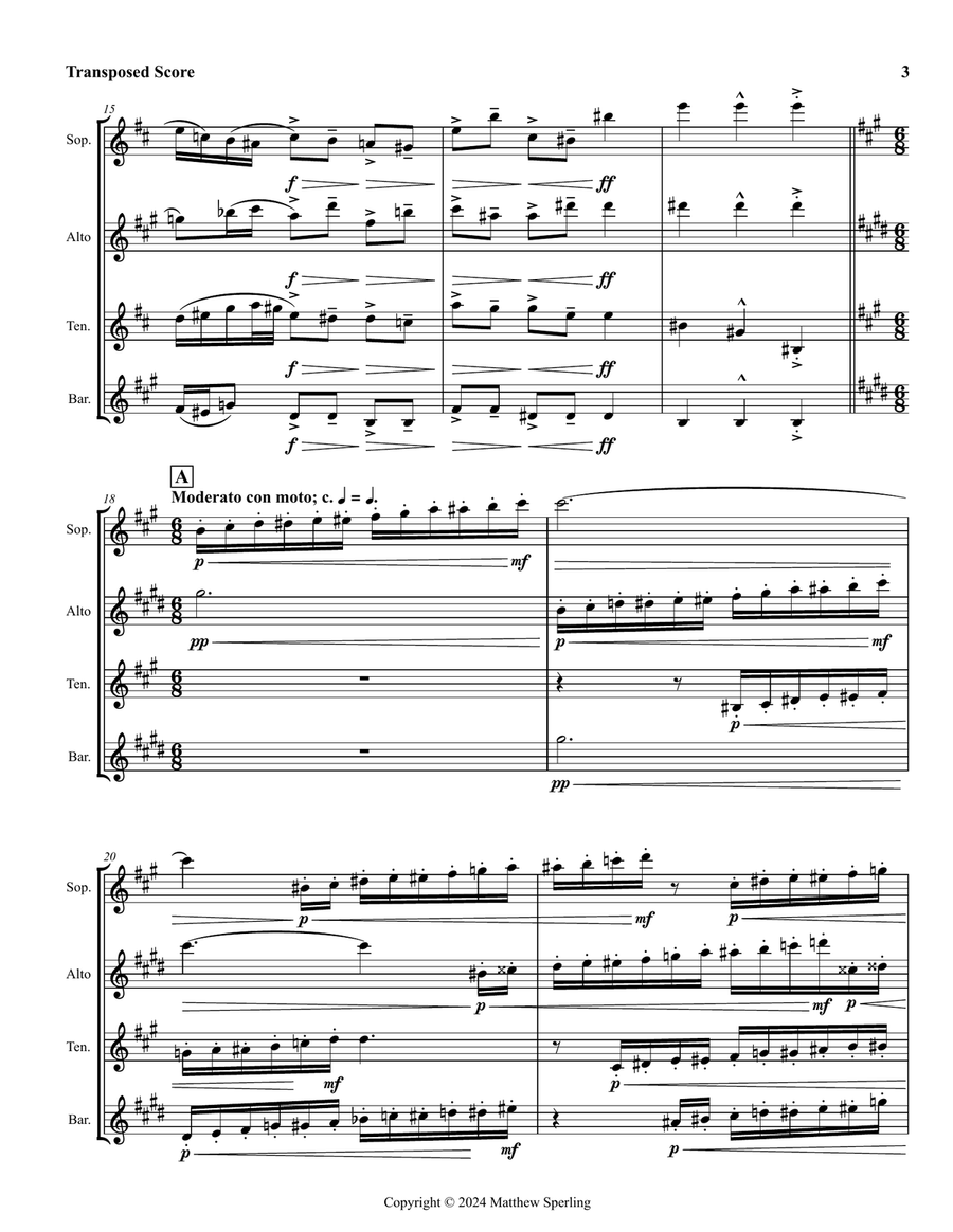 Chaos in the Face of Confusion Saxophone Quartet scores gallery preview page 3