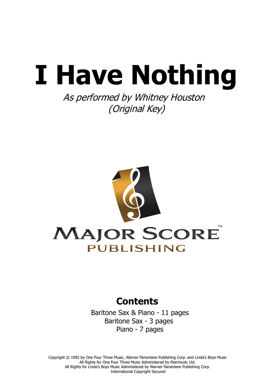 I Have Nothing Baritone Saxophone scores gallery preview page 1