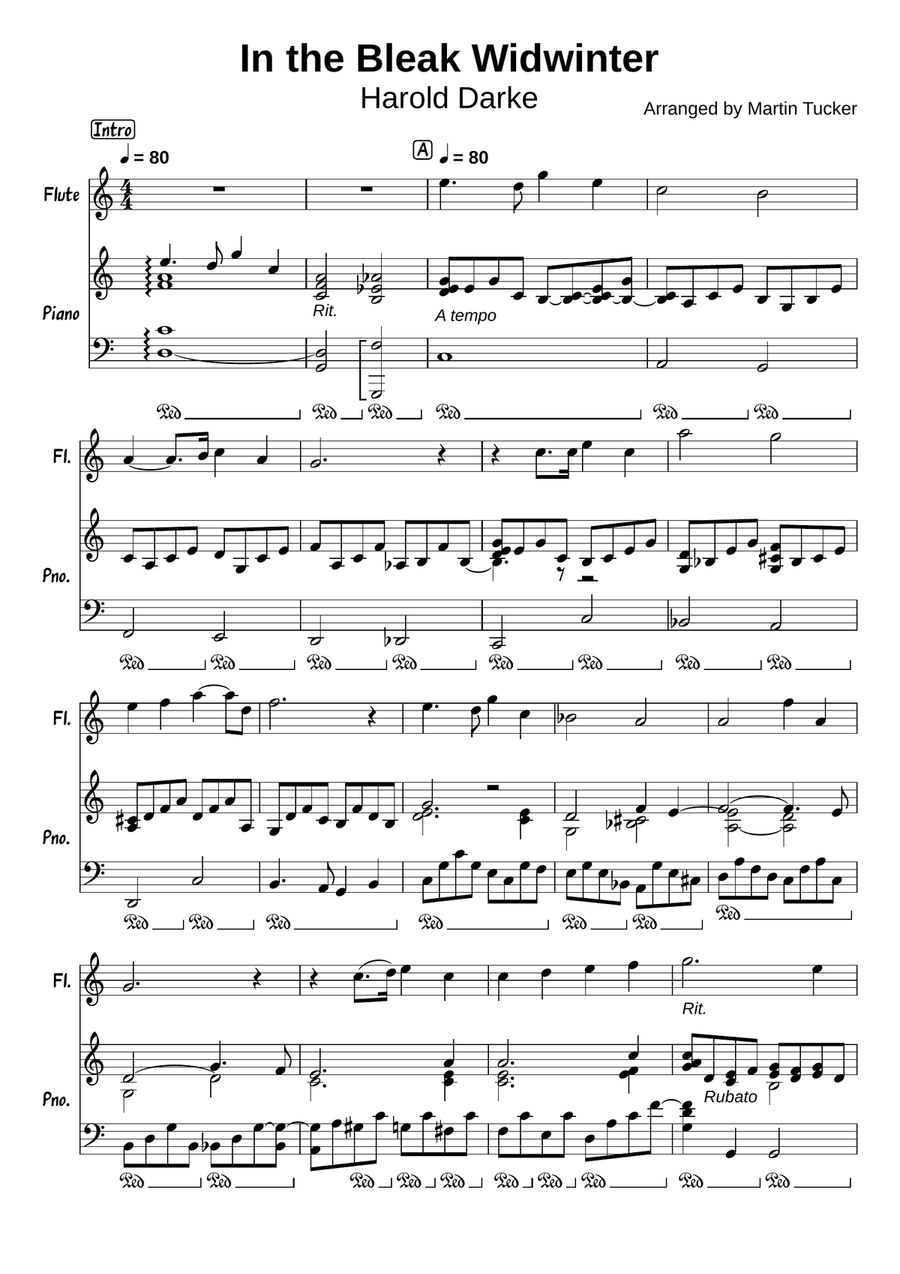In the bleak midwinter (Darke) for flute and piano Flute Solo scores gallery preview page 6