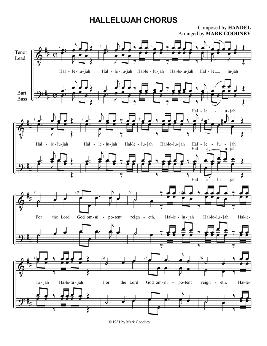 Hallelujah Chorus in D Hallelujah Chorus in D TTBB scores gallery preview page 2