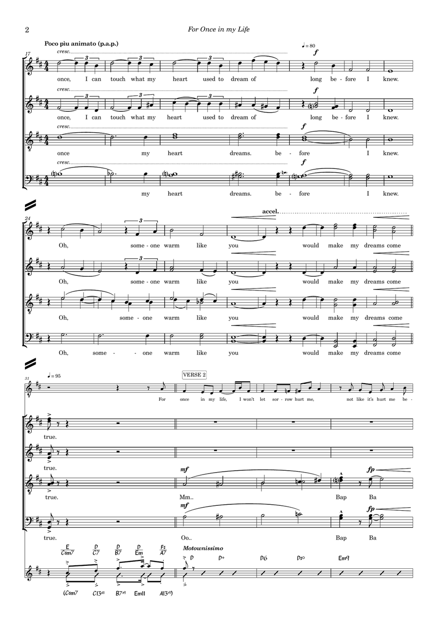 For Once In My Life 4-Part scores gallery preview page 3
