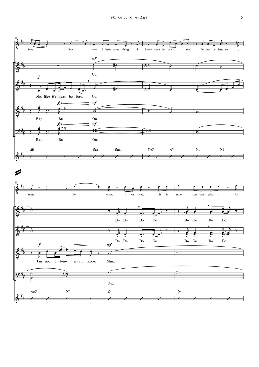 For Once In My Life 4-Part scores gallery preview page 4