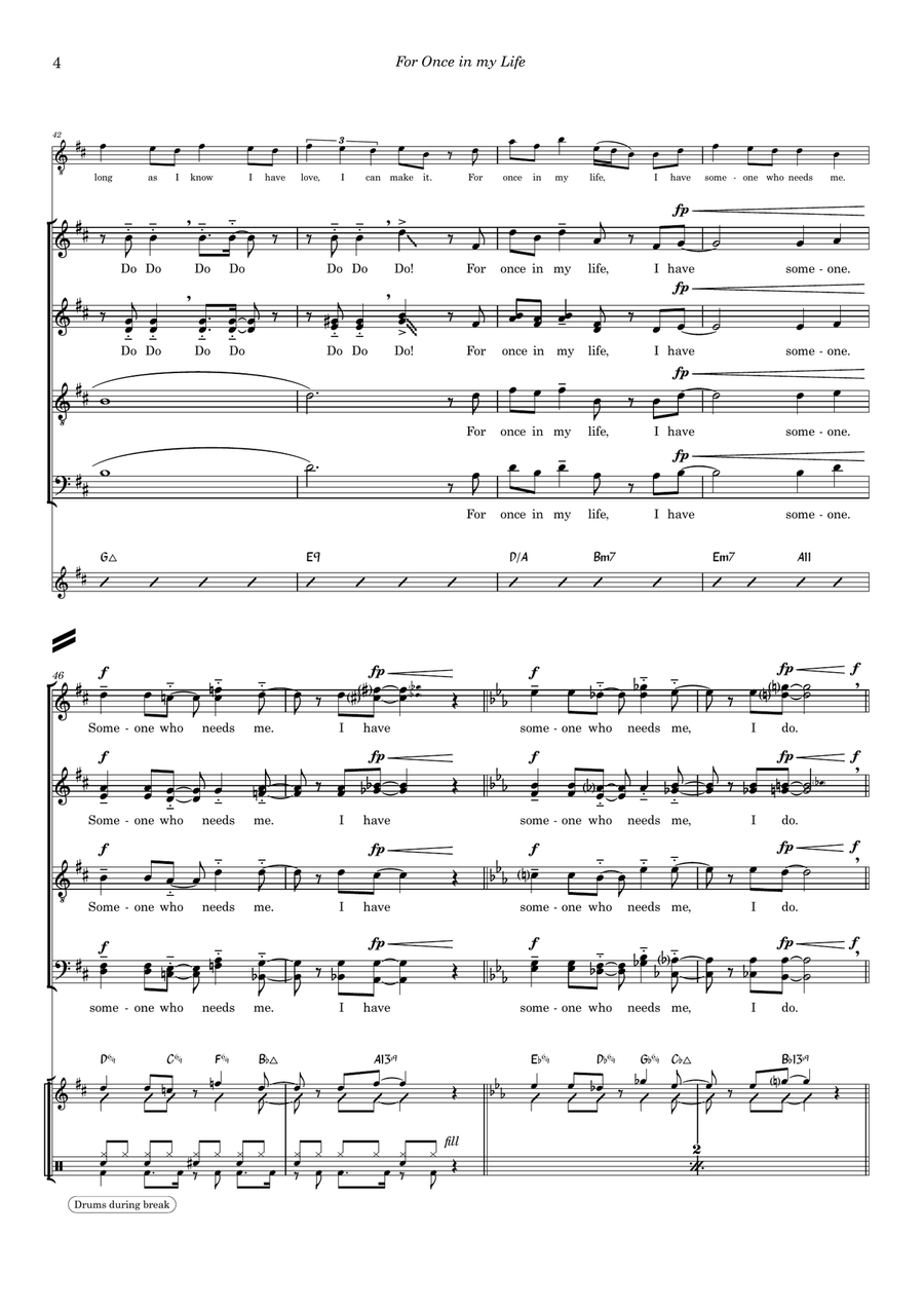 For Once In My Life 4-Part scores gallery preview page 5