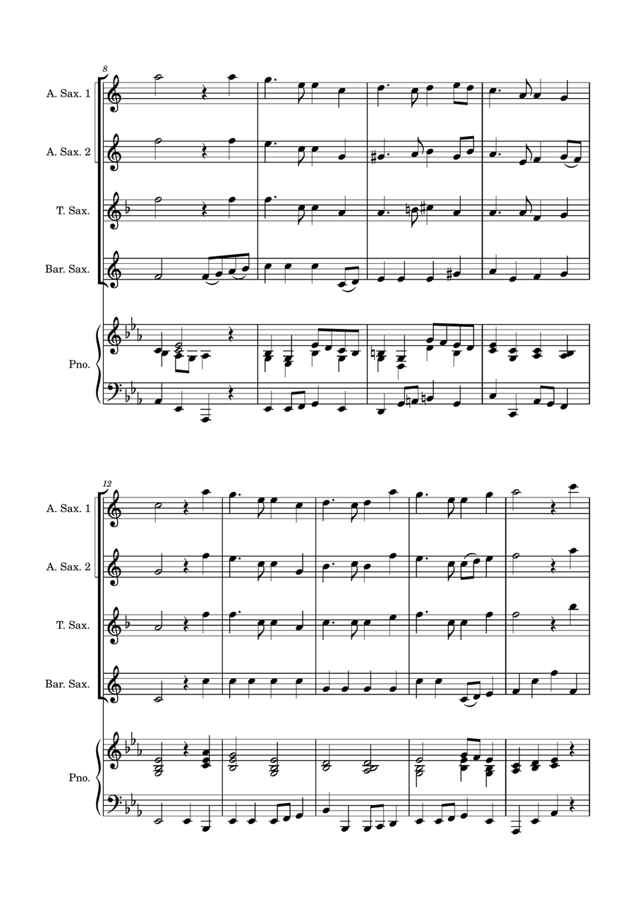 Auld Lang Syne - Saxophone Quartet with optional Piano accompaniment Woodwind Ensemble scores gallery preview page 3