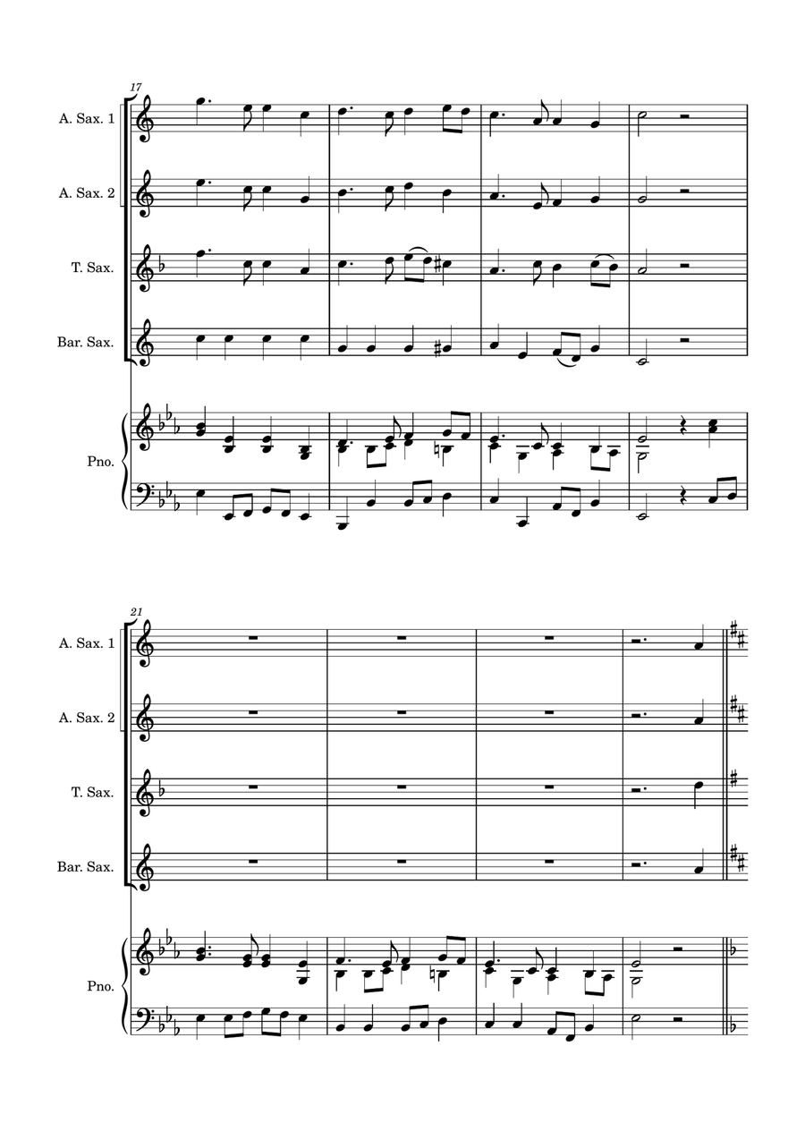 Auld Lang Syne - Saxophone Quartet with optional Piano accompaniment Woodwind Ensemble scores gallery preview page 4