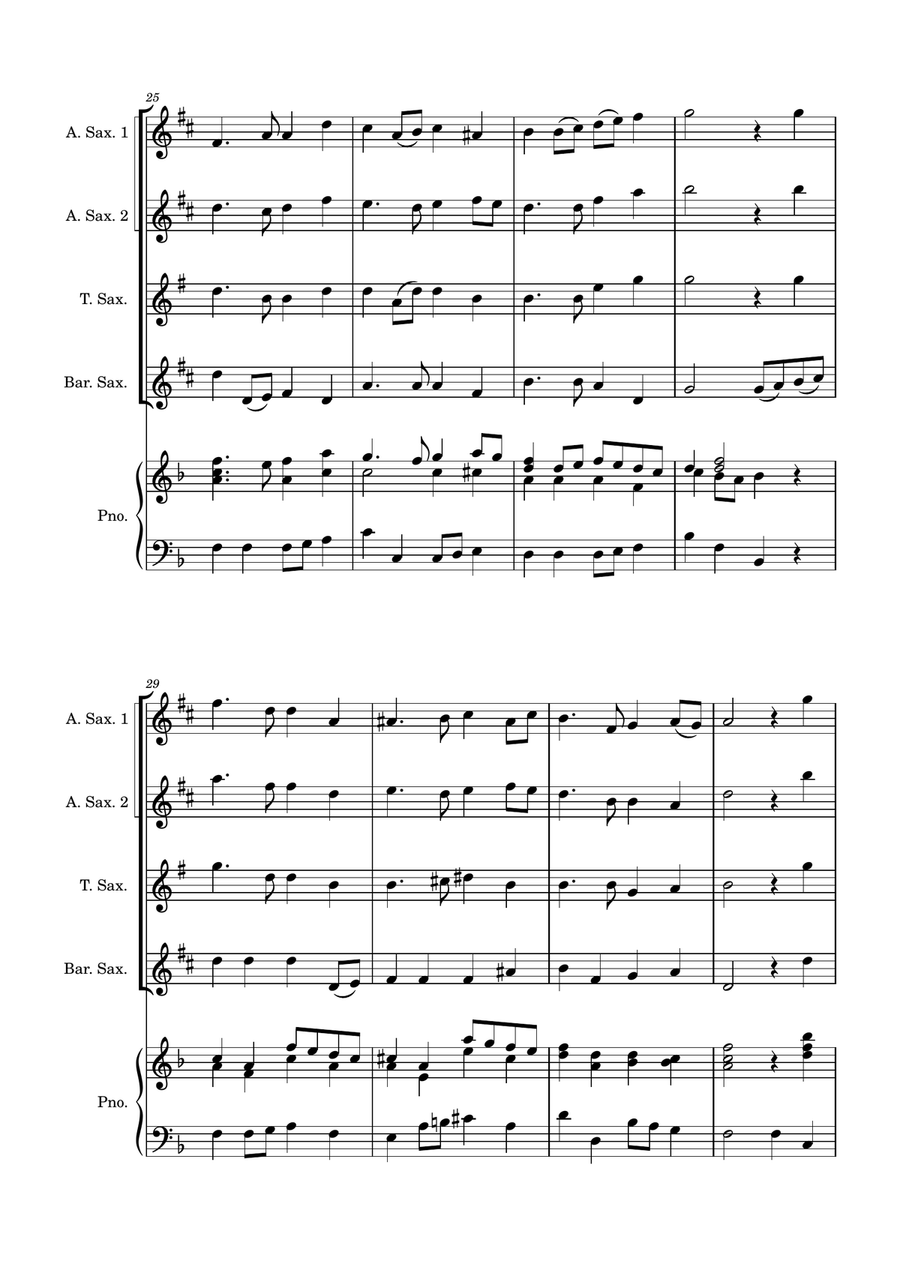 Auld Lang Syne - Saxophone Quartet with optional Piano accompaniment Woodwind Ensemble scores gallery preview page 5