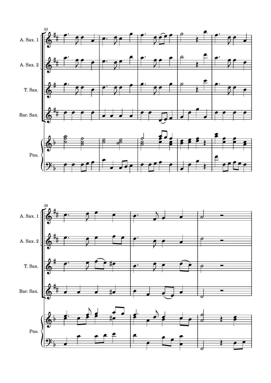 Auld Lang Syne - Saxophone Quartet with optional Piano accompaniment Woodwind Ensemble scores gallery preview page 6