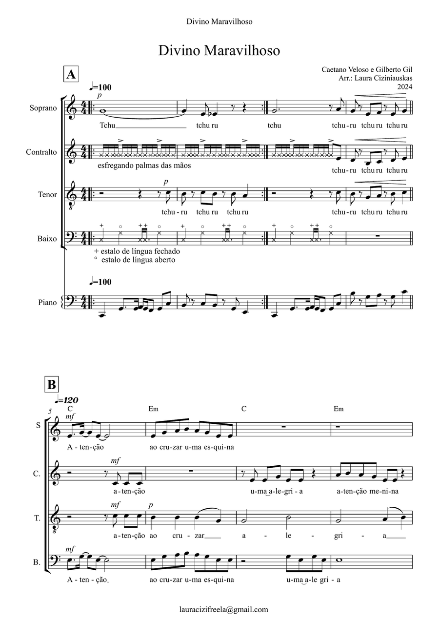 Divino Maravilhoso Divino Maravilhoso 4-Part scores gallery preview page 1