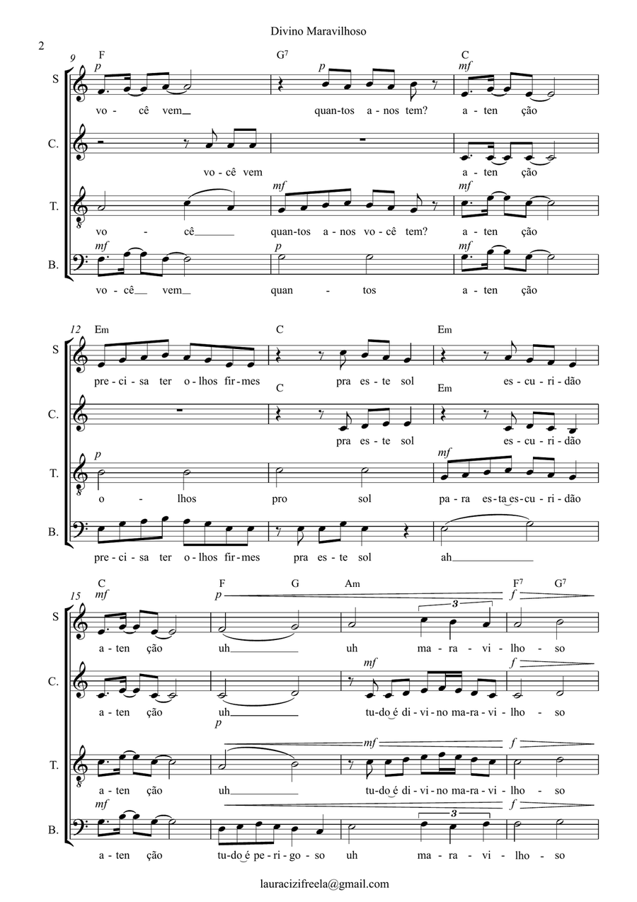 Divino Maravilhoso Divino Maravilhoso 4-Part scores gallery preview page 2