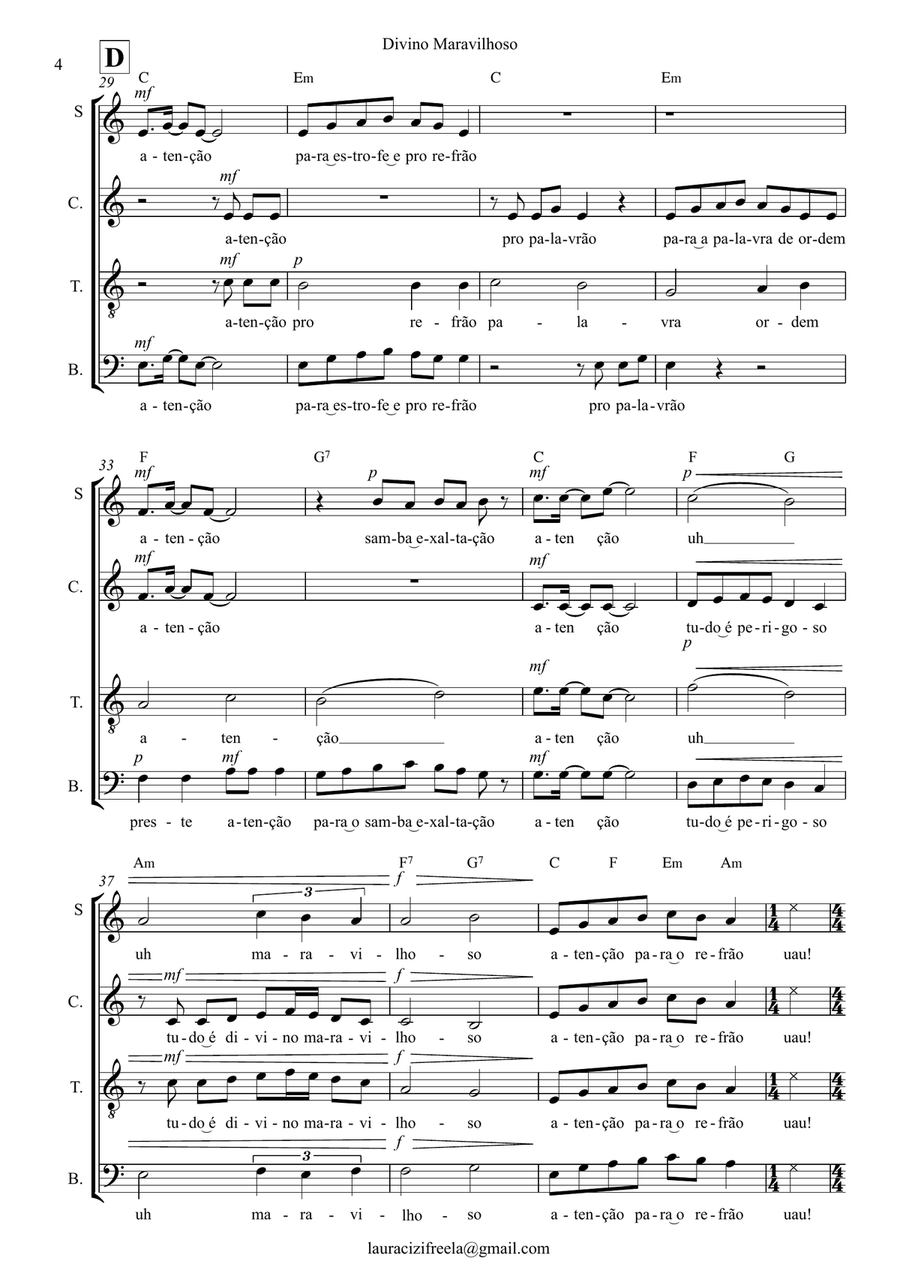 Divino Maravilhoso Divino Maravilhoso 4-Part scores gallery preview page 4