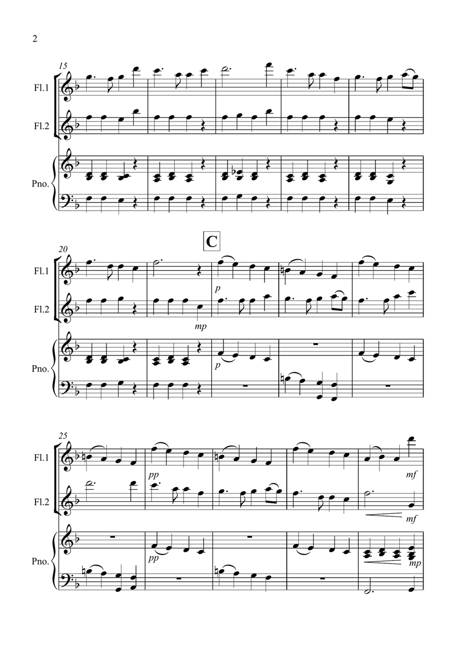 Auld Lang Syne for Flute Duet Flute Duet scores gallery preview page 2