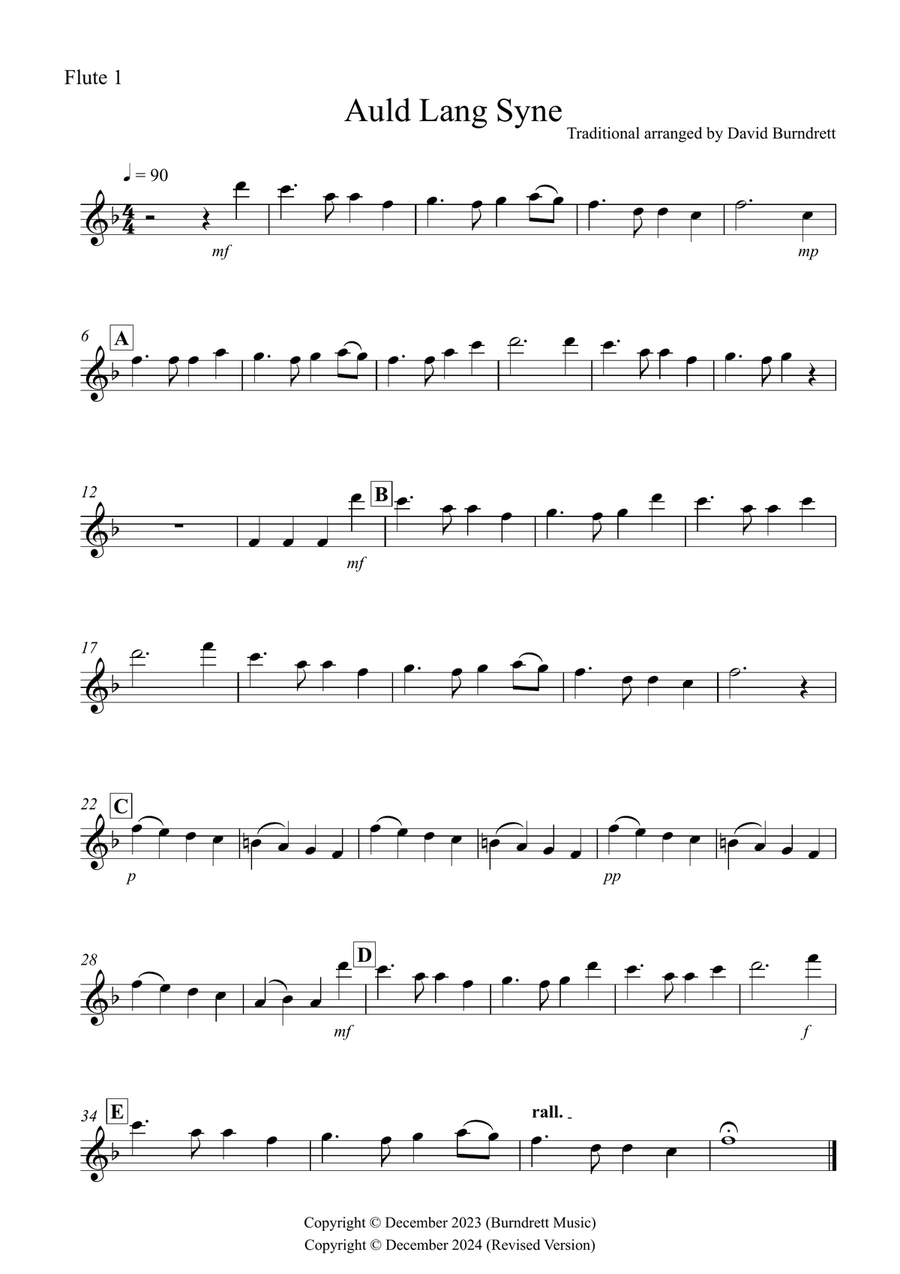 Auld Lang Syne for Flute Duet Flute Duet scores gallery preview page 4