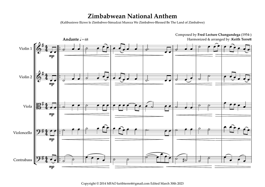 Zimbabwean National Anthem for String Orchestra String Orchestra scores gallery preview page 2