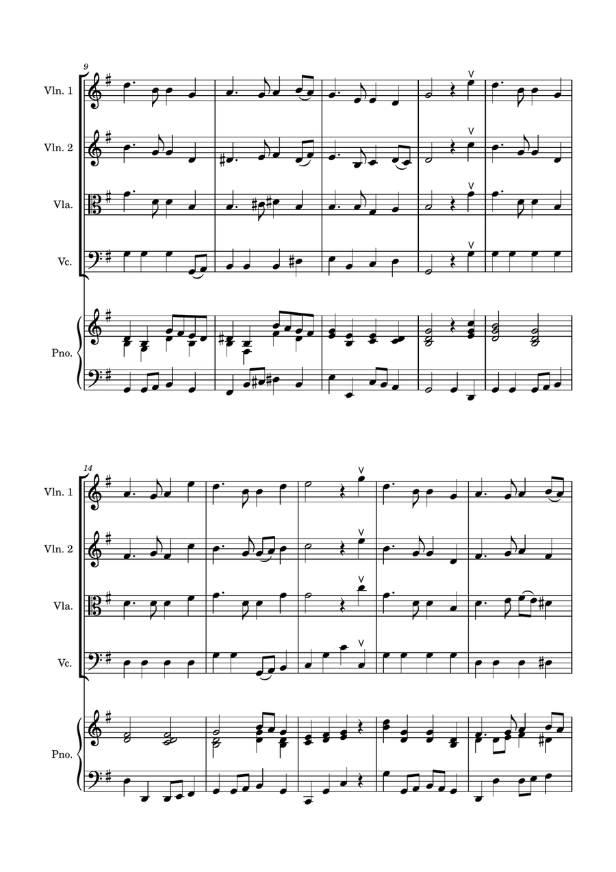 Auld Lang Syne - String Quartet with optional Piano accompaniment String Quartet scores gallery preview page 3