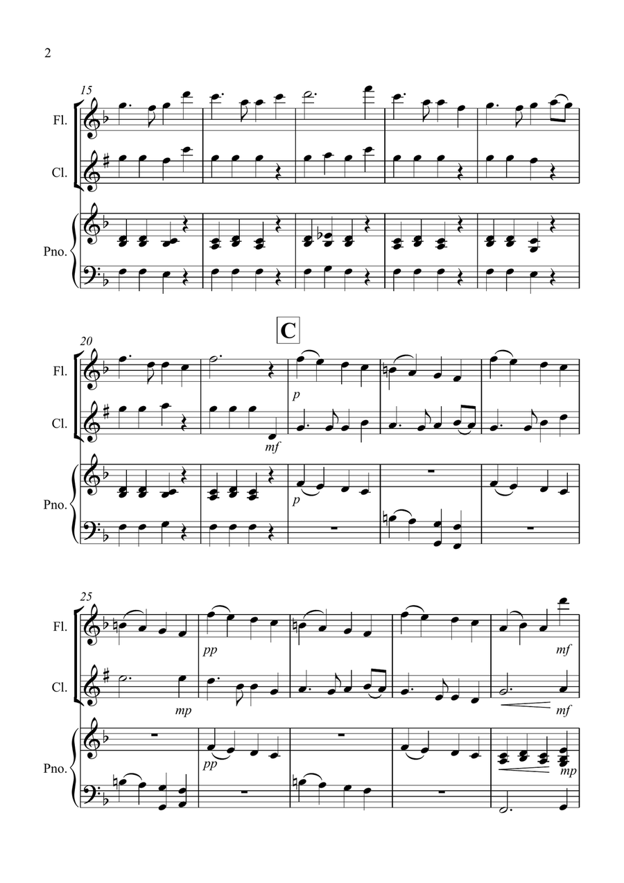 Auld Lang Syne for Flute and Clarinet Duet Woodwind Duet scores gallery preview page 2