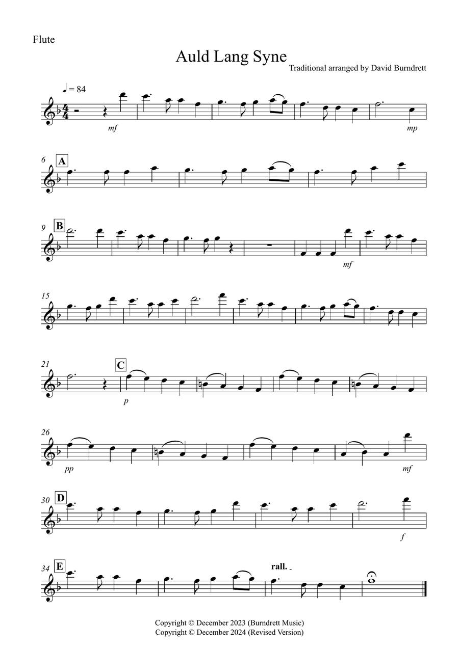 Auld Lang Syne for Flute and Clarinet Duet Woodwind Duet scores gallery preview page 4